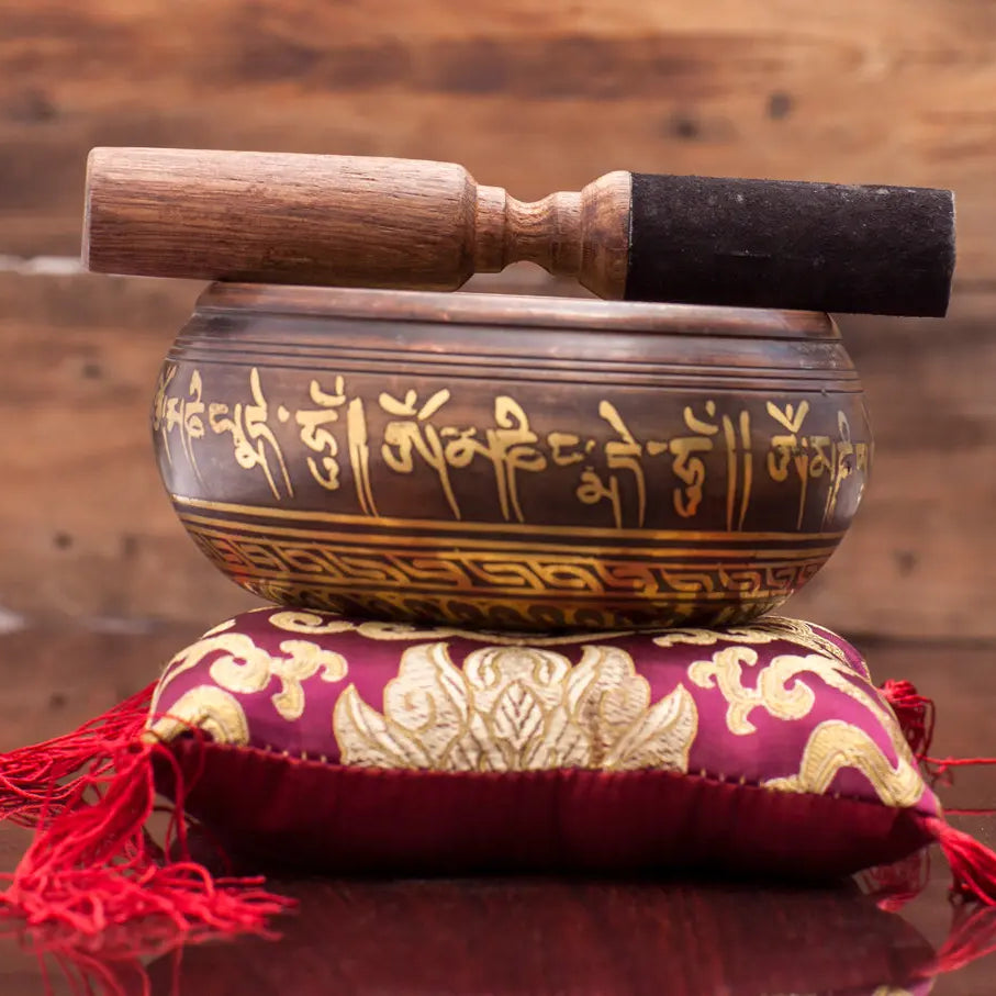 Premium Quality Singing Bowl Set with Stick and Cushion Pillow - Best Himalaya