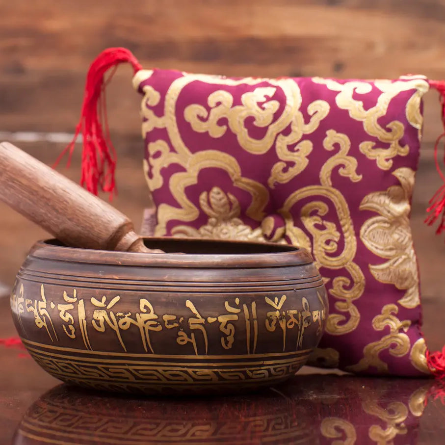 Premium Quality Singing Bowl Set with Stick and Cushion Pillow - Best Himalaya