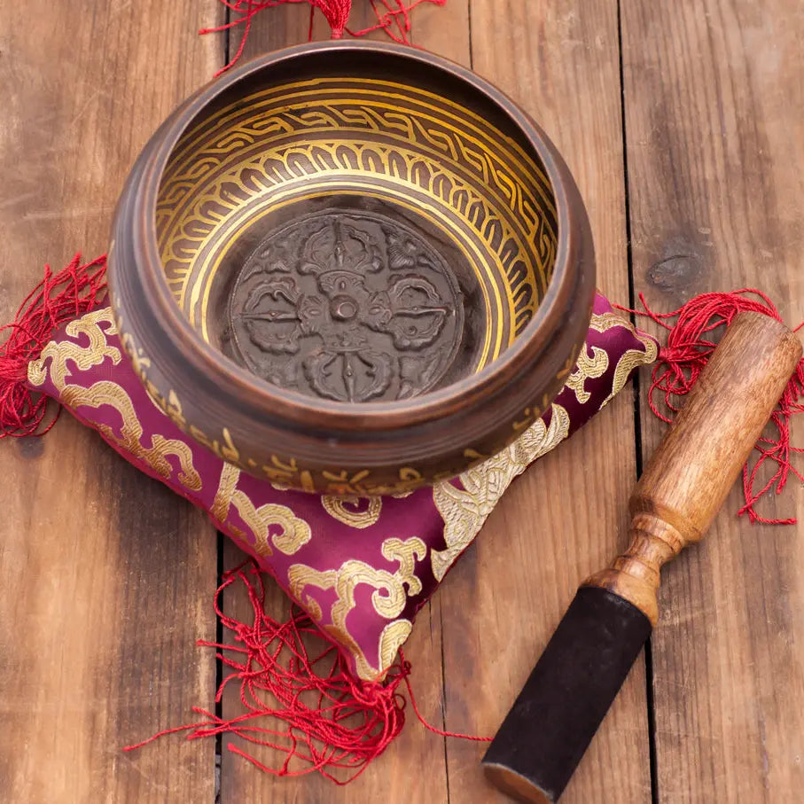 Premium Quality Singing Bowl Set with Stick and Cushion Pillow - Best Himalaya