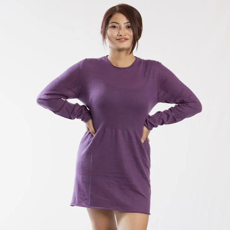 Pure Pashmina Full Sleeved Crew Neck Dress - Best HimalayaBest Himalaya
