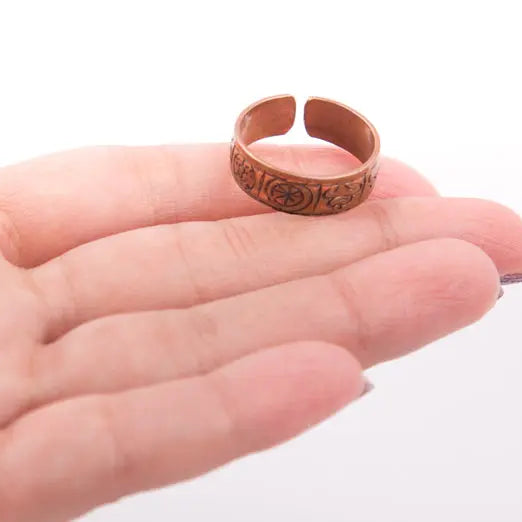 Religious Tibetan Buddhist Lucky Mantra Crafted copper Finger Ring - Best HimalayaBest Himalaya