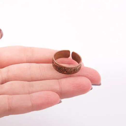 Religious Tibetan Buddhist Lucky Mantra Crafted copper Finger Ring - Best HimalayaBest Himalaya