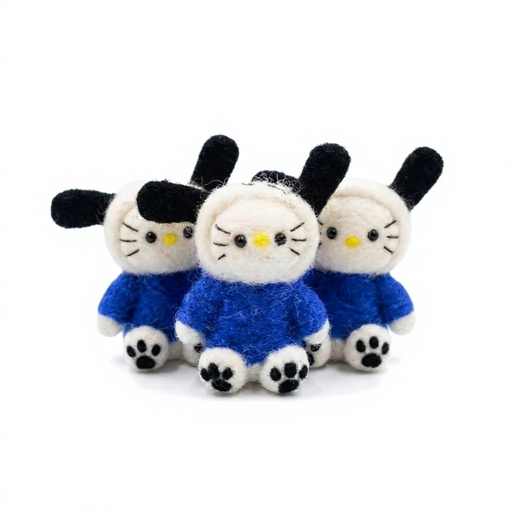Felt Wool Bunny Dolls Blue Sweaters Small Cartoon Indoor Christmas Decor – handmade by Best Himalaya