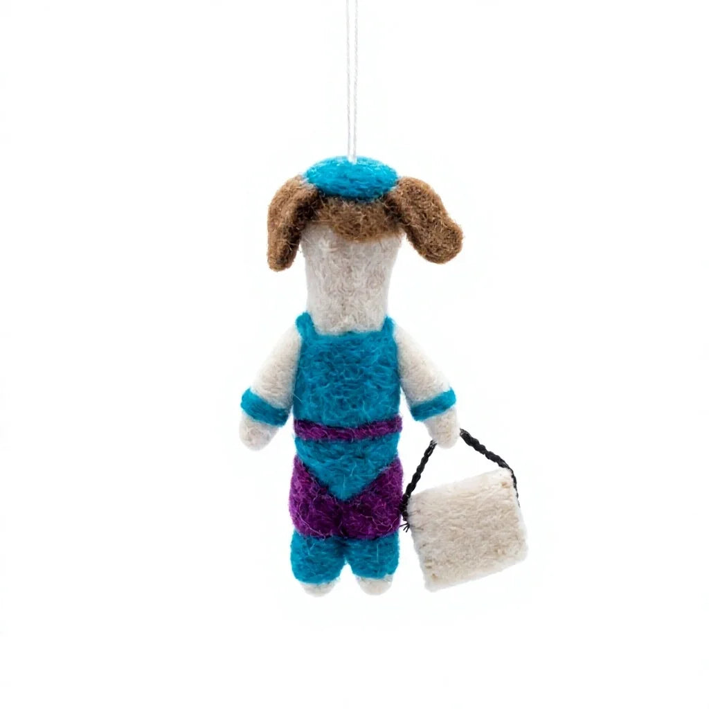 Felt Wool Dog Ornament Set with Basket Cartoon Animal Christmas Decor – view 4