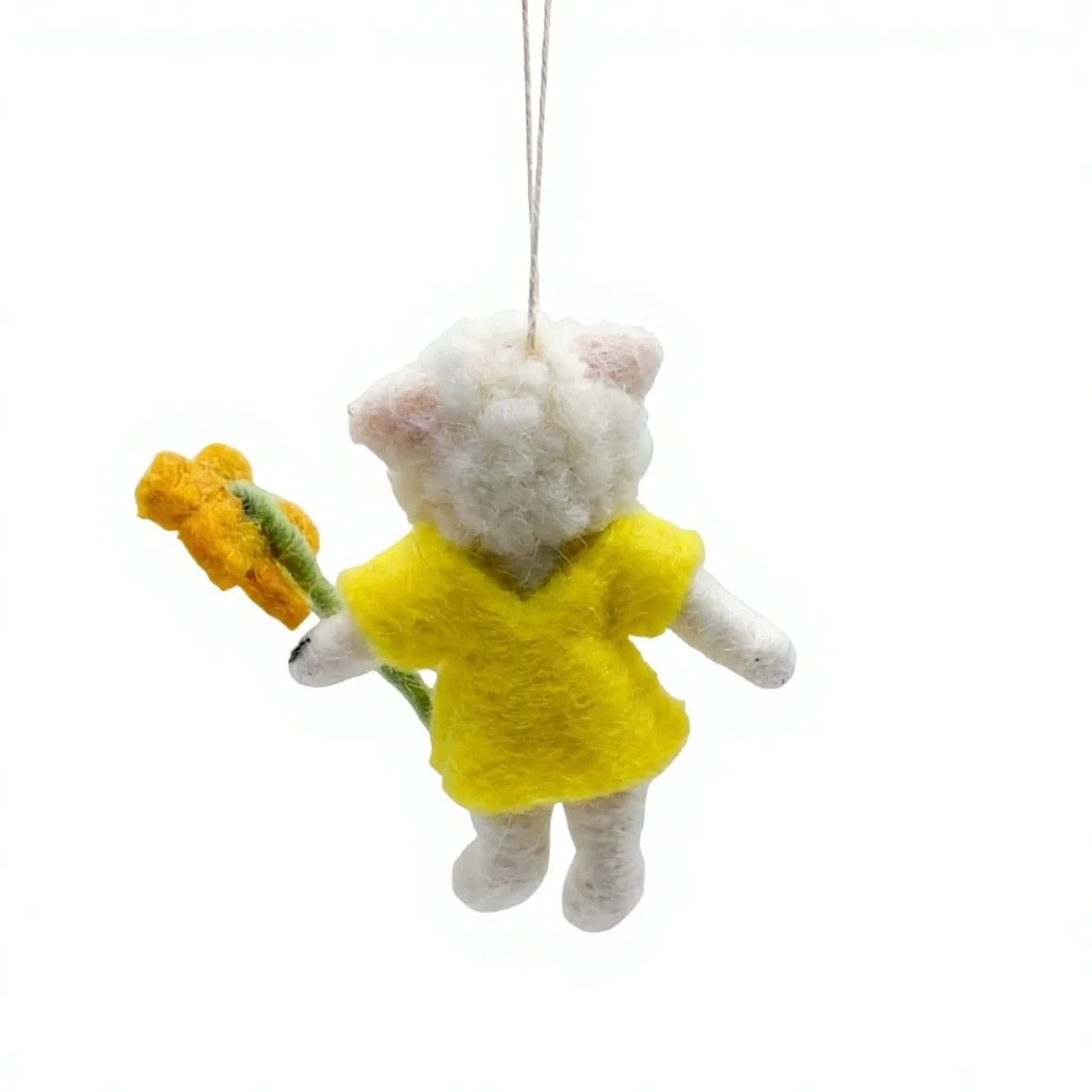 Felt Wool Sheep Ornament Yellow Dress Flower Decor – view 4