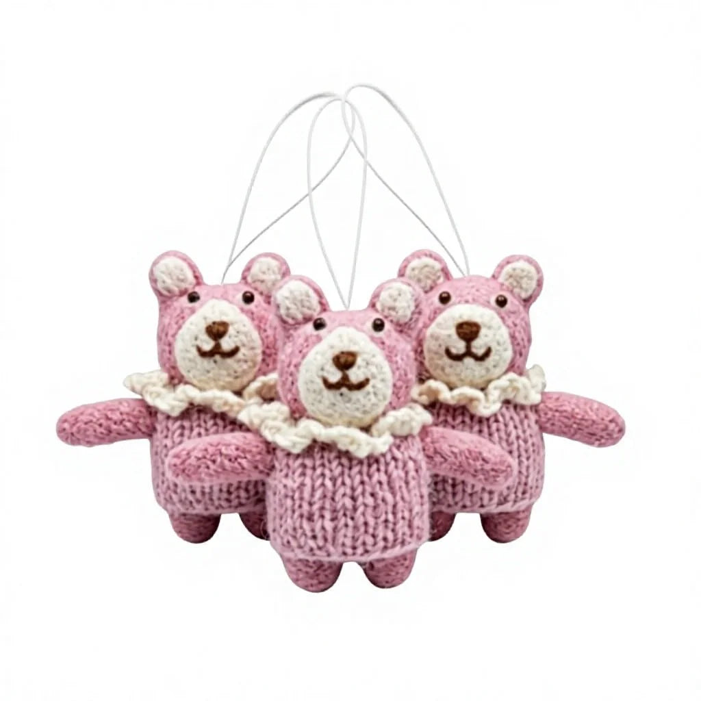 Felt Wool Pink Teddy Bear Christmas Decorations Wall Hanging – handmade by Best Himalaya