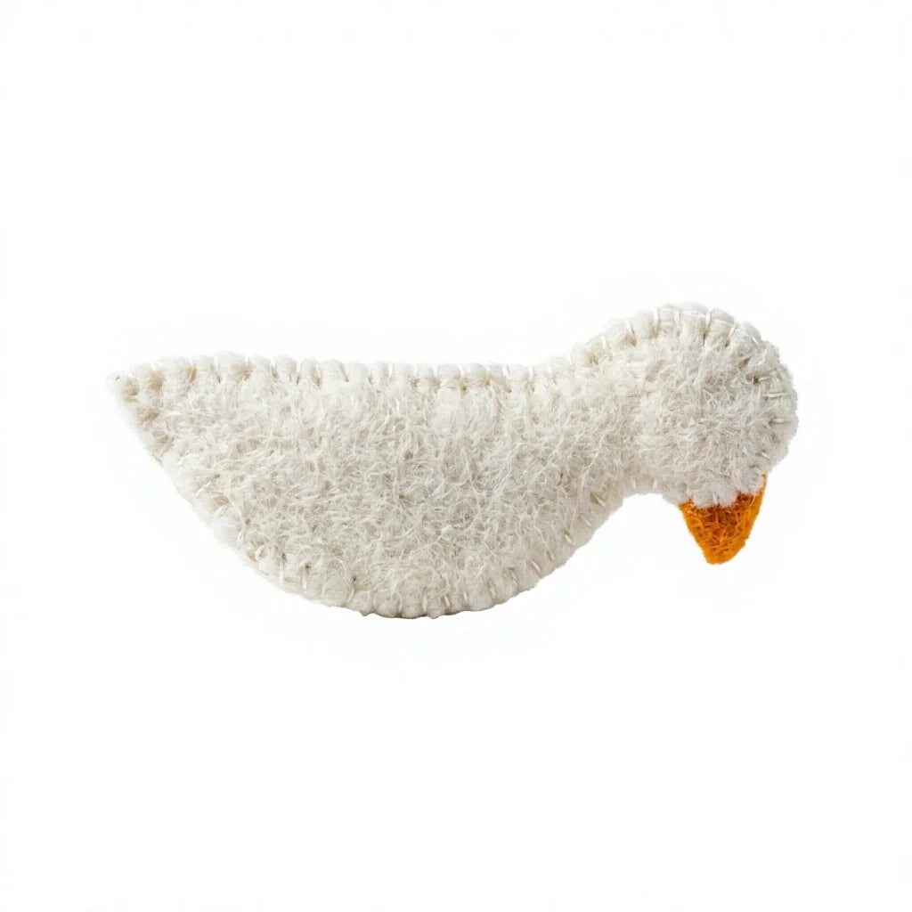 Felt Wool Bird Ornament White with Blue Wings and Red Eyes Small Christmas Decor – view 4