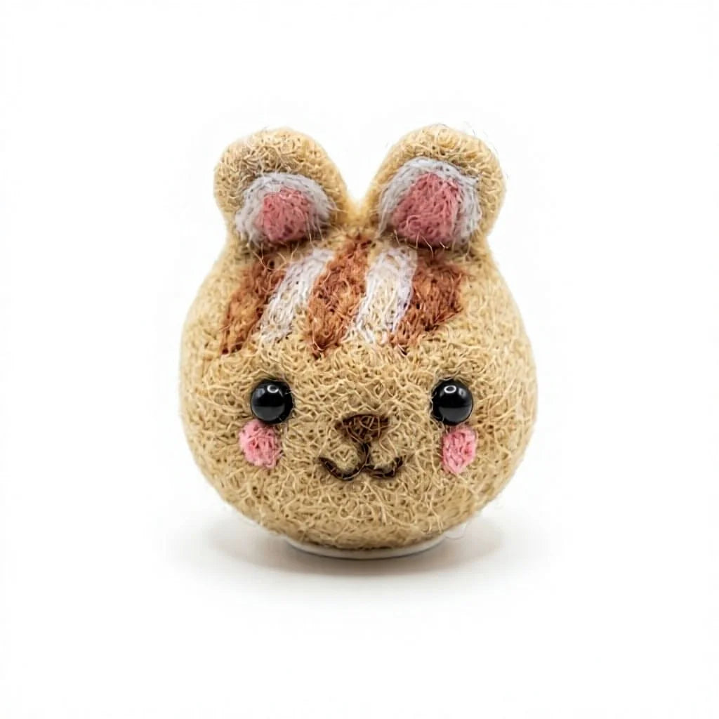 Felt Wool Jute Bunny Face Ornament with Embroidered Details Cartoon Animal Shape Small Wall Hanging Christmas Decoration – view 2