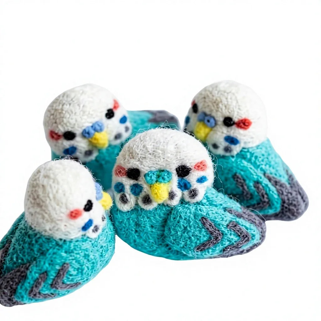 Felt Wool Knitted Bird Ornament Small Cartoon Blue White Felt Christmas Indoor Decoration – handmade by Best Himalaya