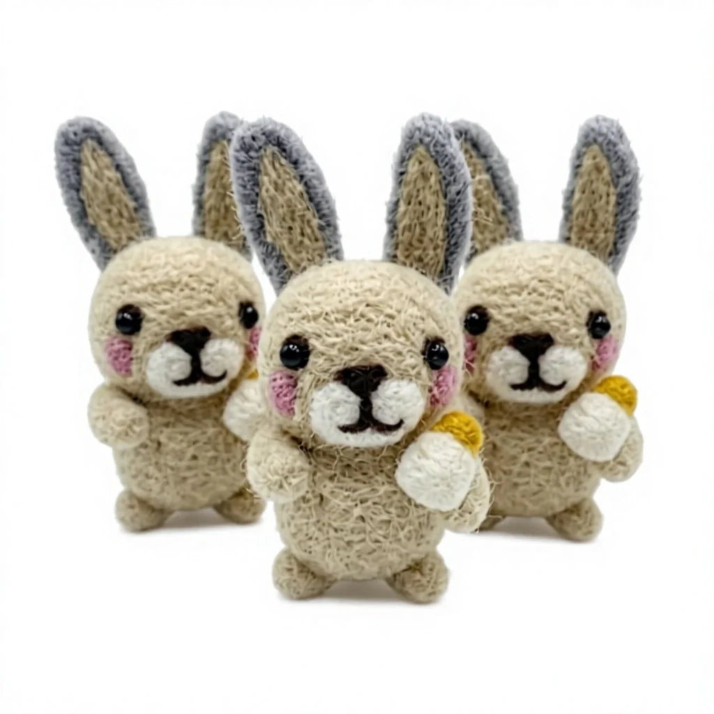 Felt Wool Bunny Rabbit Toy with Carrot Cartoon Animal Decoration – handmade by Best Himalaya