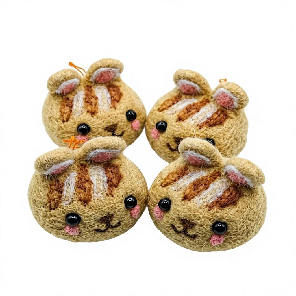 Felt Wool Jute Bunny Face Ornament with Embroidered Details Cartoon Animal Shape Small Wall Hanging Christmas Decoration – handmade by Best Himalaya
