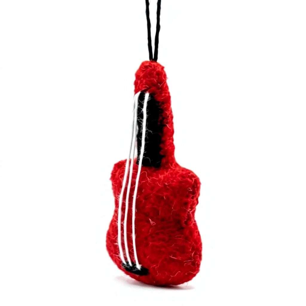 Felt Wool Red Guitar Christmas Ornament Wall Hanging Indoor Decoration – view 3