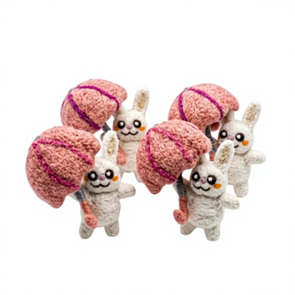 Felt Wool Bunny Rabbit Ornament with Pink Shell Cartoon Animal Christmas Hanging Decoration – handmade by Best Himalaya