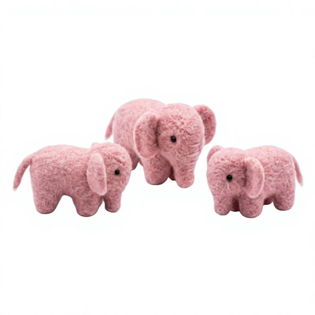 Felt Wool Elephant Christmas Decoration Set Handmade Animal Ornament – handmade by Best Himalaya