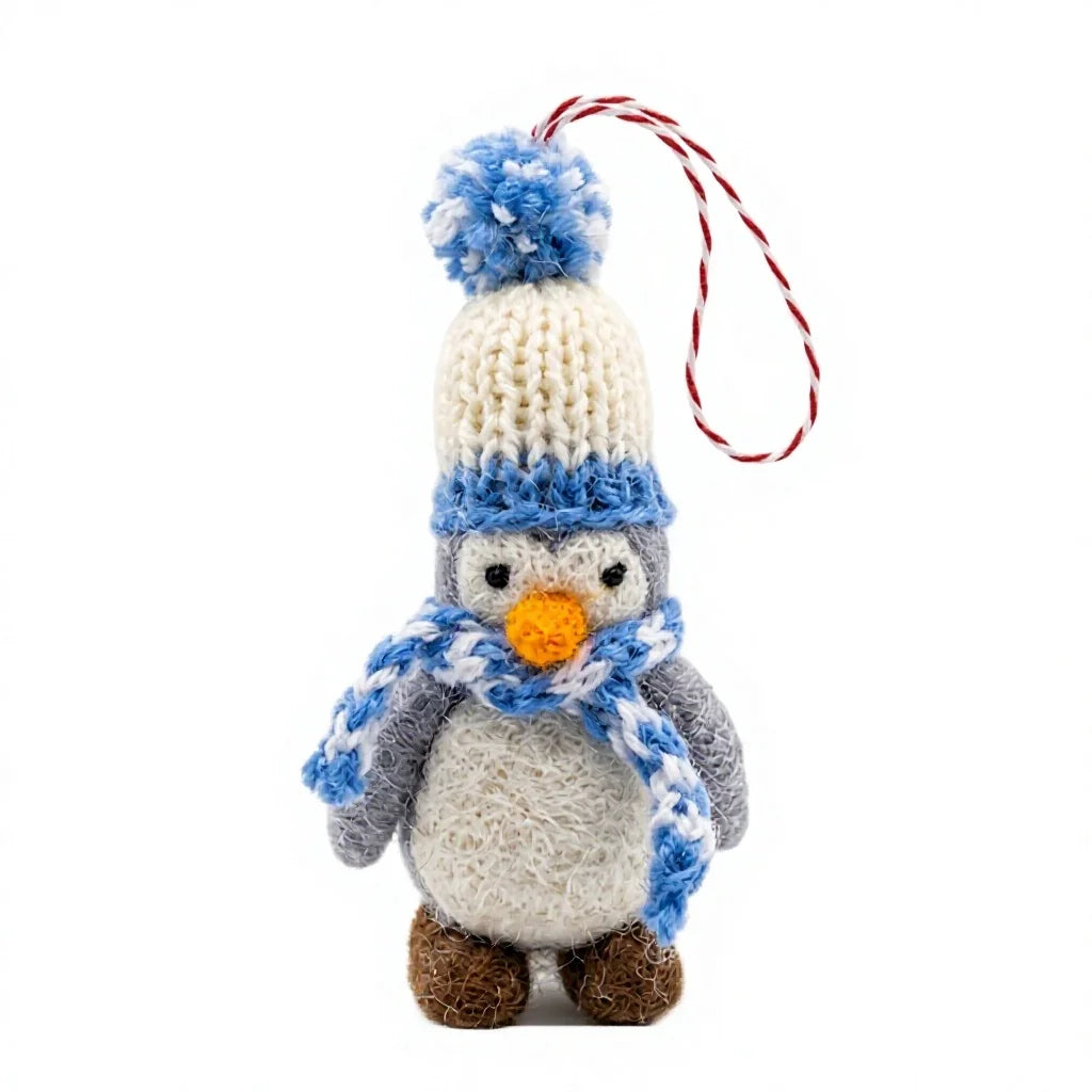 Felt Wool Penguin Christmas Ornaments with Scarf and Hat Small Handmade Indoor Decor – view 2