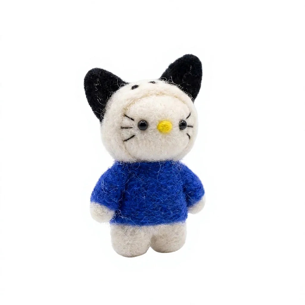 Felt Wool Bunny Dolls Blue Sweaters Small Cartoon Indoor Christmas Decor – view 3