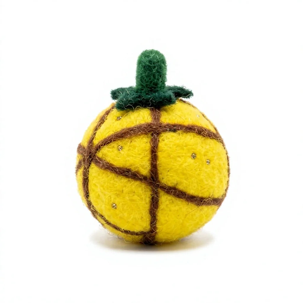 Felt Wool Cat Christmas Ornament Yellow Round with Pink Bow Cartoon Decor – view 4