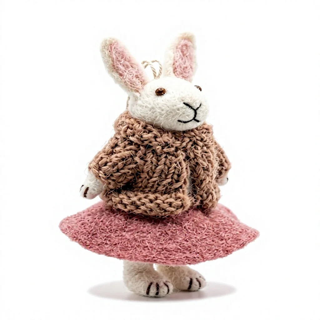 Felt Wool Rabbit Mushroom Ornament Small Cute Christmas Decoration – view 3