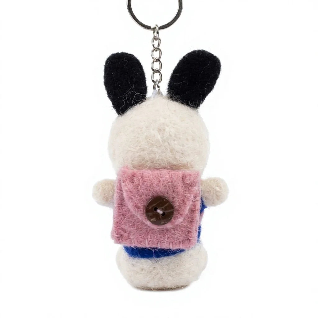 Felt Wool Bunny Doll with Pink Bow Blue Dress Small Cartoon Christmas Decor – view 4
