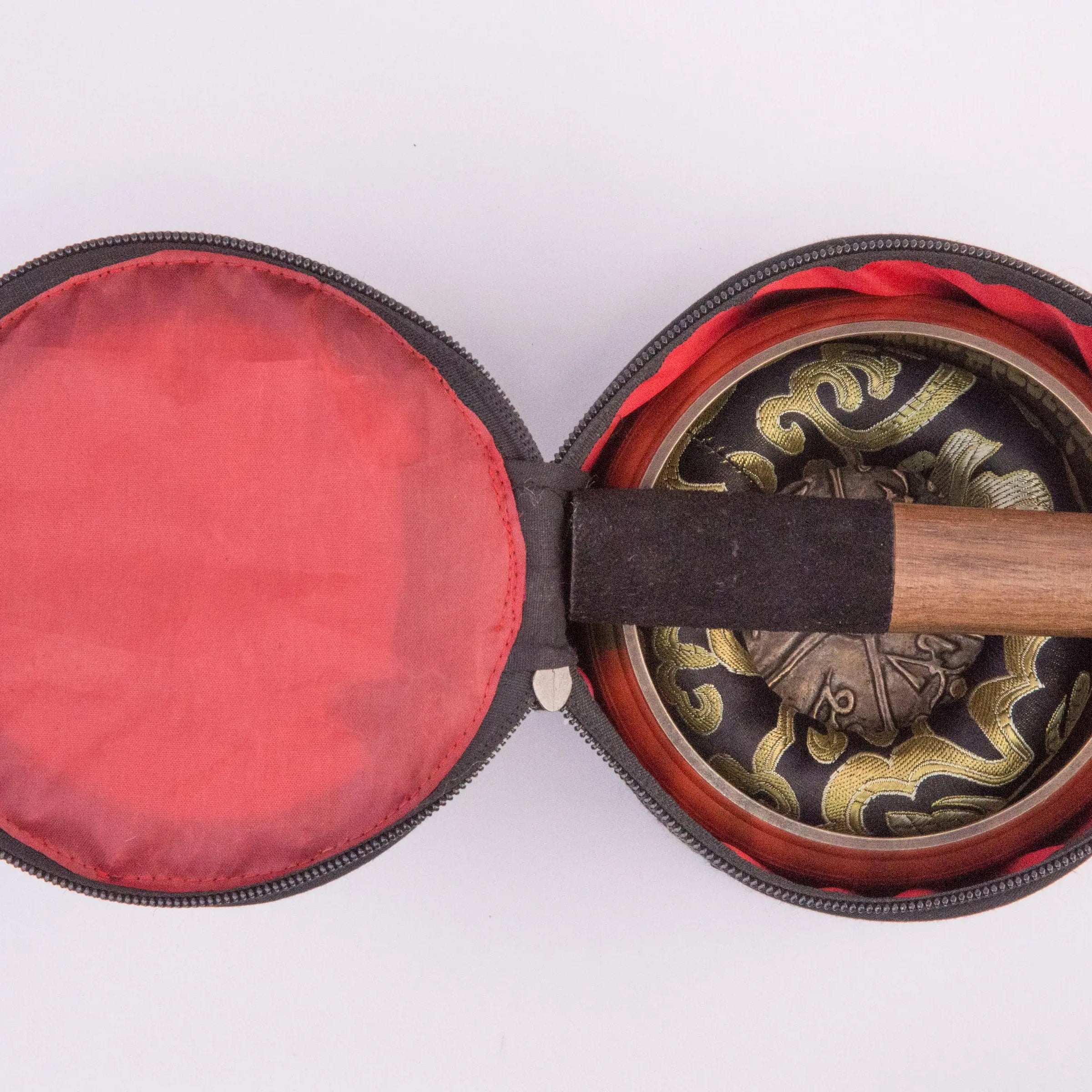 Singing Bowl Set with Elegant Black & Golden Zipper Box and Cushion - Best HimalayaBest Himalaya