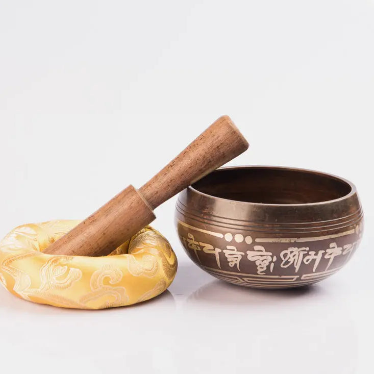 Small Size Antique Tibetan Meditation Yoga Singing Bowl Buddhist Symbol Etched - Best HimalayaBest Himalaya