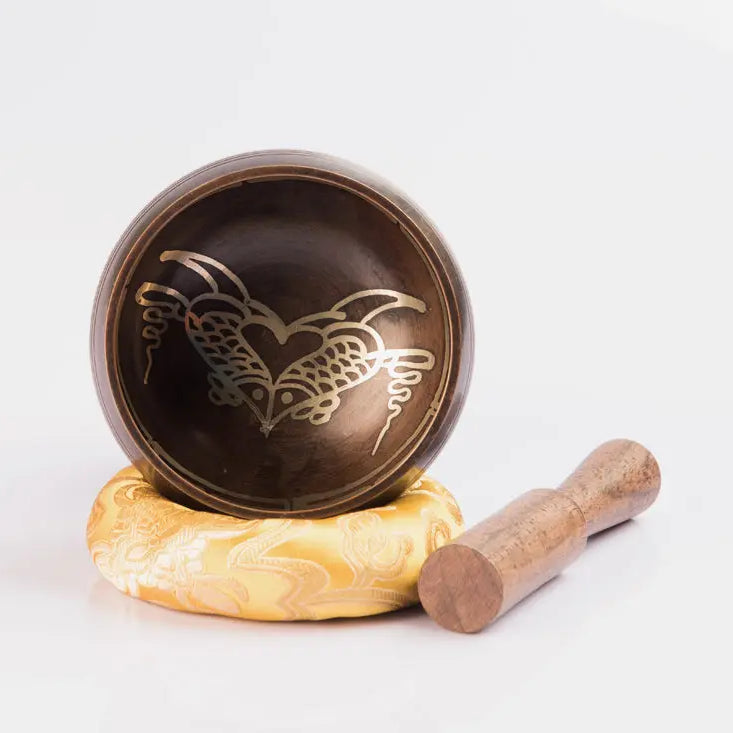 Small Size Antique Tibetan Meditation Yoga Singing Bowl Buddhist Symbol Etched - Best HimalayaBest Himalaya
