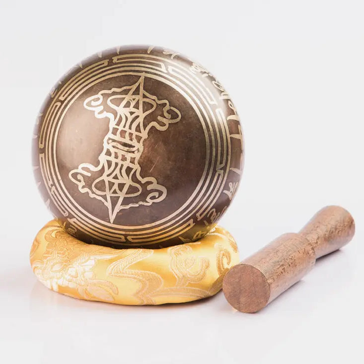 Small Size Antique Tibetan Meditation Yoga Singing Bowl Buddhist Symbol Etched - Best HimalayaBest Himalaya