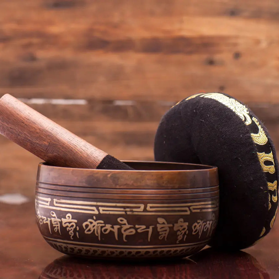 Tibetan Buddhist Antique Round Cushion Style Singing Bowl - Best HimalayaBest Himalaya