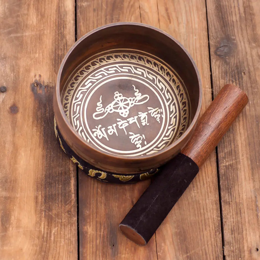 Tibetan Buddhist Antique Round Cushion Style Singing Bowl - Best HimalayaBest Himalaya