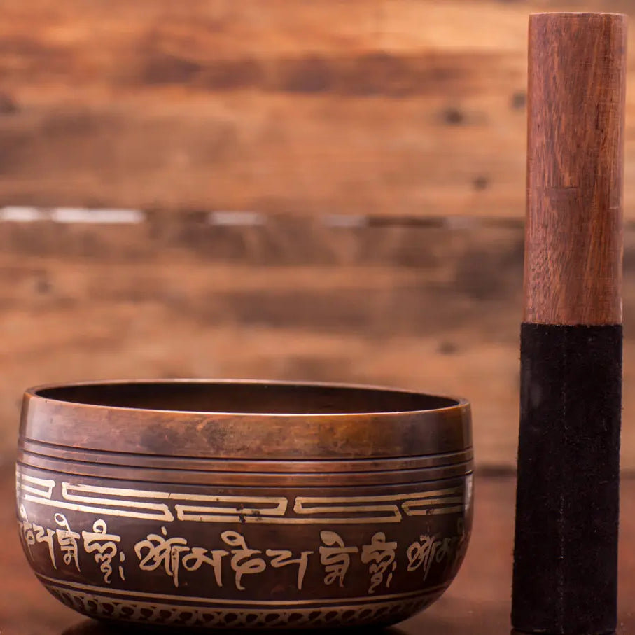 Tibetan Buddhist Antique Round Cushion Style Singing Bowl - Best HimalayaBest Himalaya