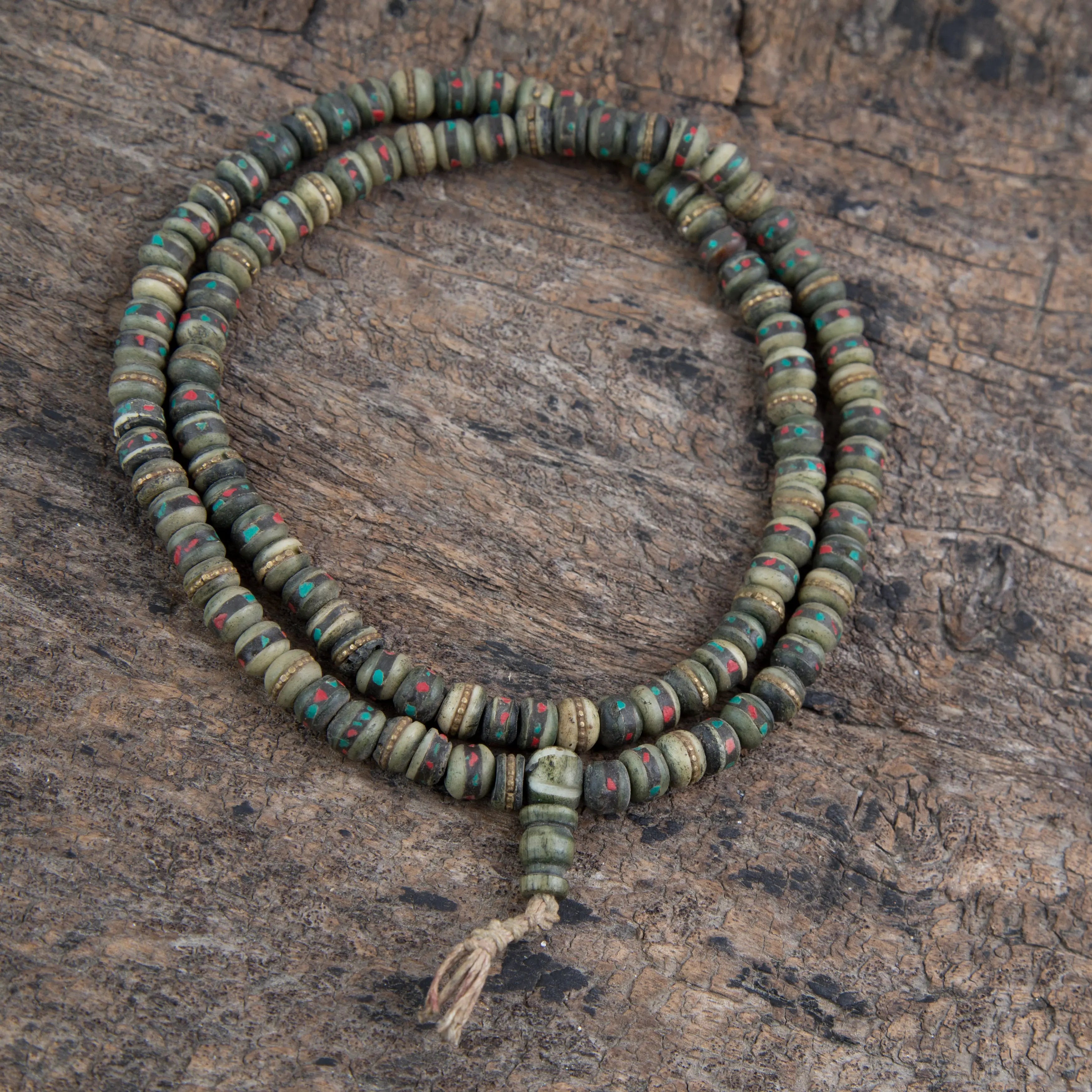 Tibetan Buddhist Handmade Yak Bone Prayer Mala Vintage Prayer Necklace Beads - Best HimalayaBest Himalaya