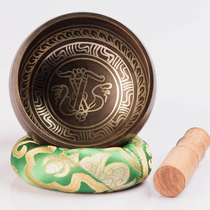 Tibetan Buddhist Spiritual Symbol Etched Brass Singing Bowl - Best HimalayaBest Himalaya