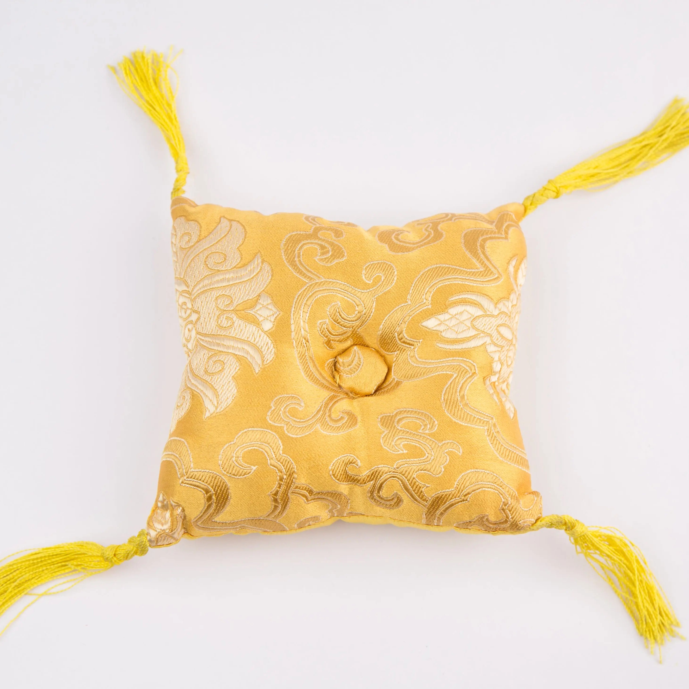 Tibetan Handmade Yellow Square Cushion - Best HimalayaBest Himalaya