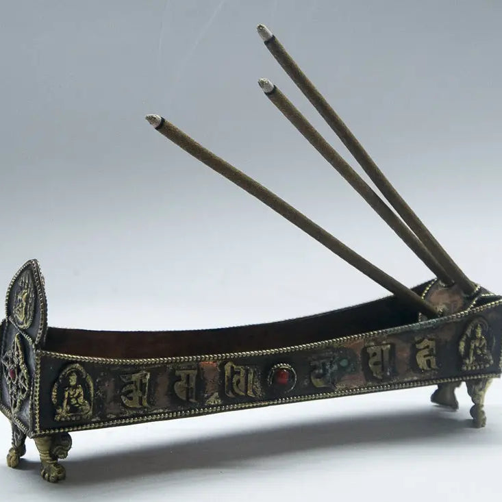 Tibetan Lucky symbol crafted incense burner - Best HimalayaBest Himalaya
