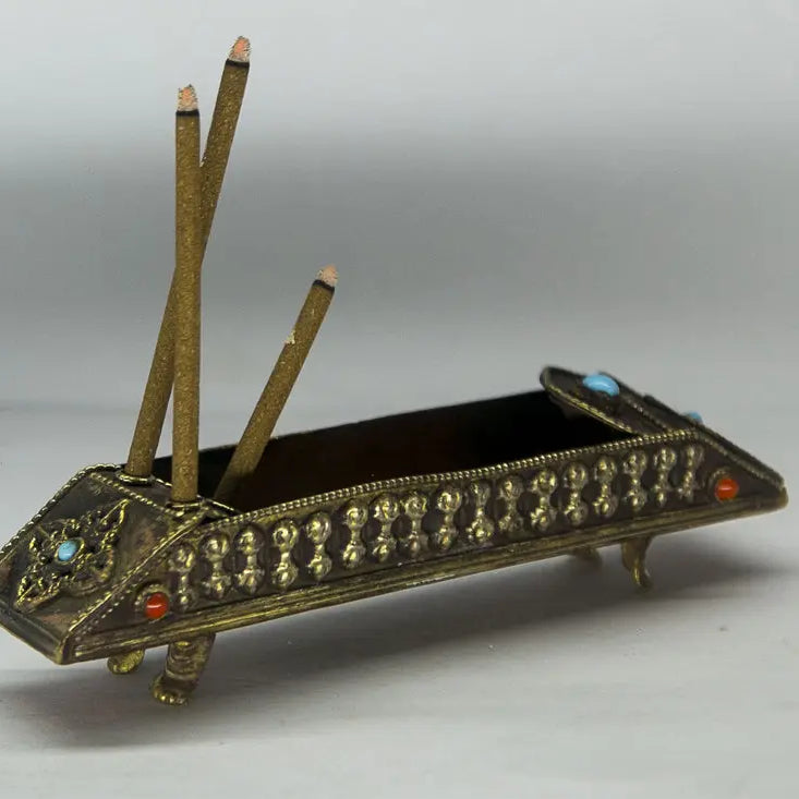 Tibetan Lucky symbol crafted incense burner - Best HimalayaBest Himalaya