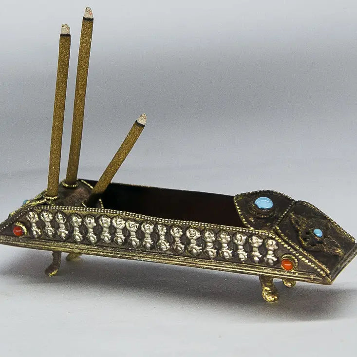 Tibetan Lucky symbol crafted incense burner - Best HimalayaBest Himalaya