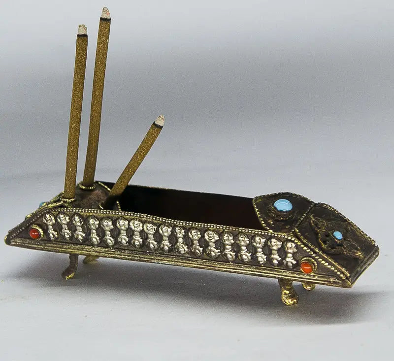 Tibetan Lucky symbol crafted incense burner - Best HimalayaBest Himalaya