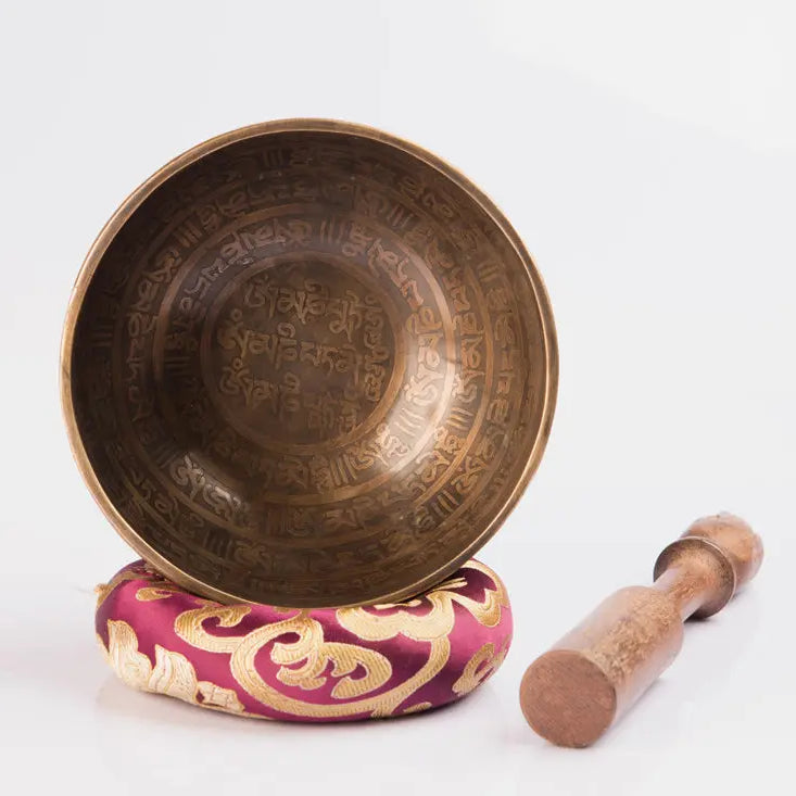 Tibetan Mantra Etched & Carved Healing Faith Singing Bowl Set - Best HimalayaBest Himalaya