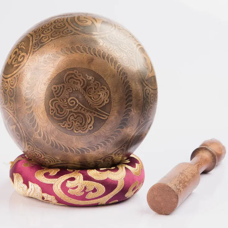 Tibetan Mantra Etched & Carved Healing Faith Singing Bowl Set - Best HimalayaBest Himalaya