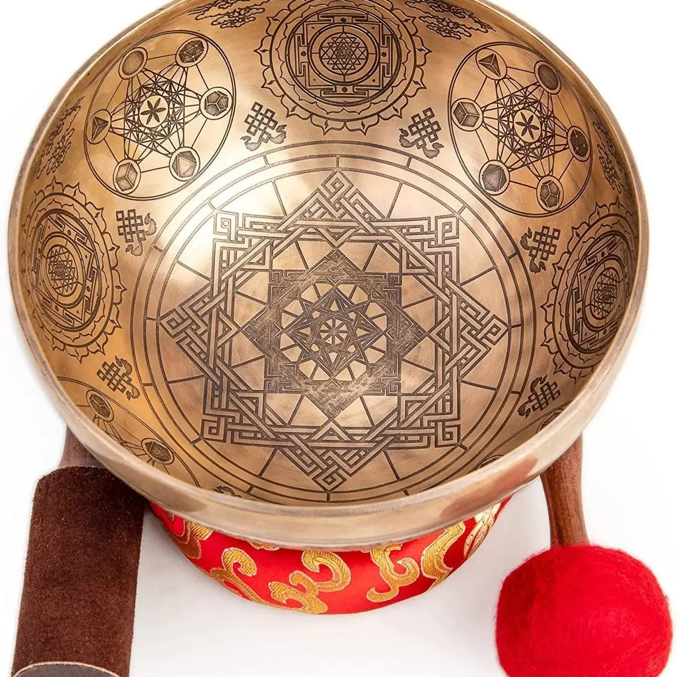 Large Tibetan Singing Bowl set Ayurveda Healing Sound Bath Gong Buddhist Nepali Handmade Bronze - Octagon - Himalayan Bazaar