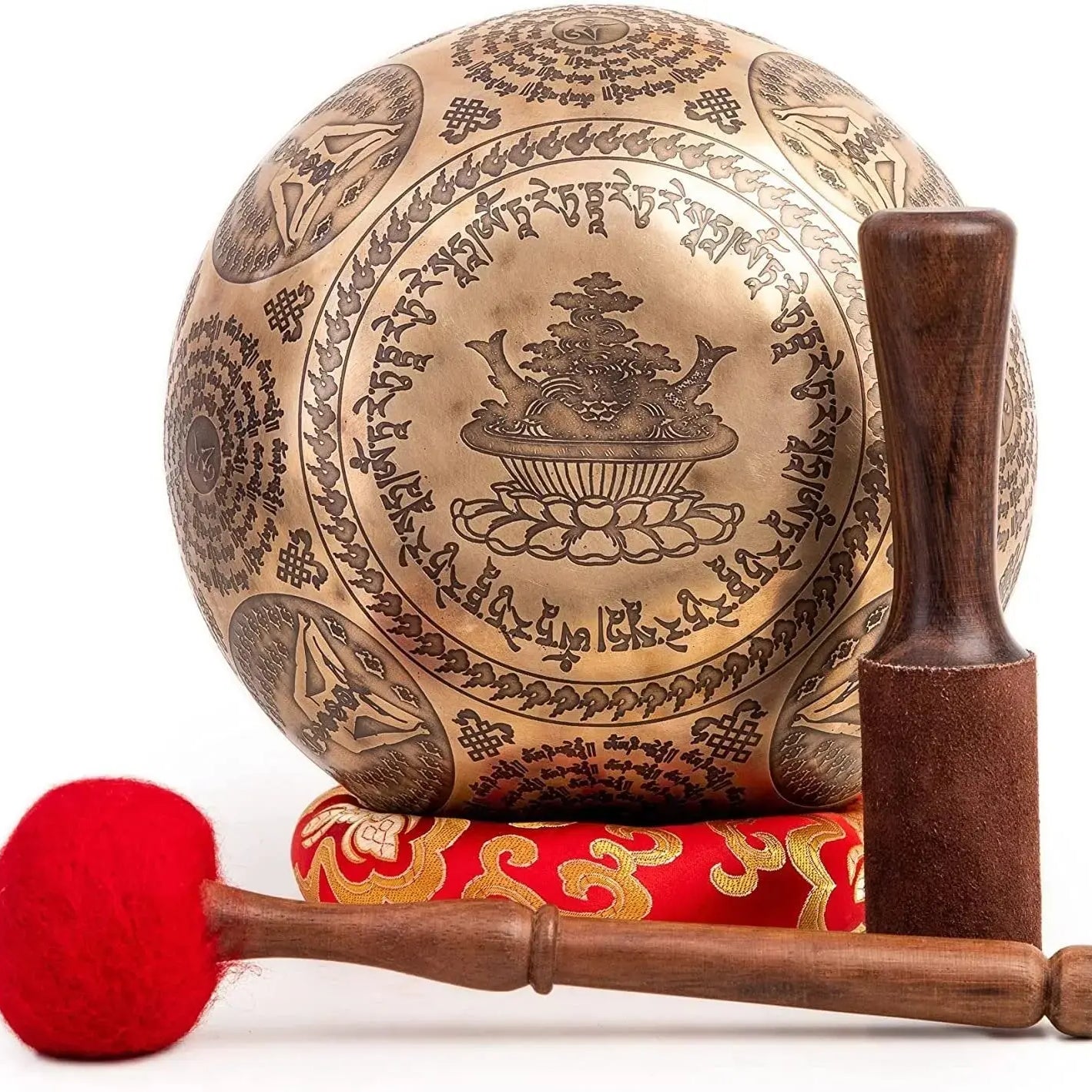 Large Tibetan Singing Bowl set Ayurveda Healing Sound Bath Gong Buddhist Nepali Handmade Bronze - Octagon - Himalayan Bazaar