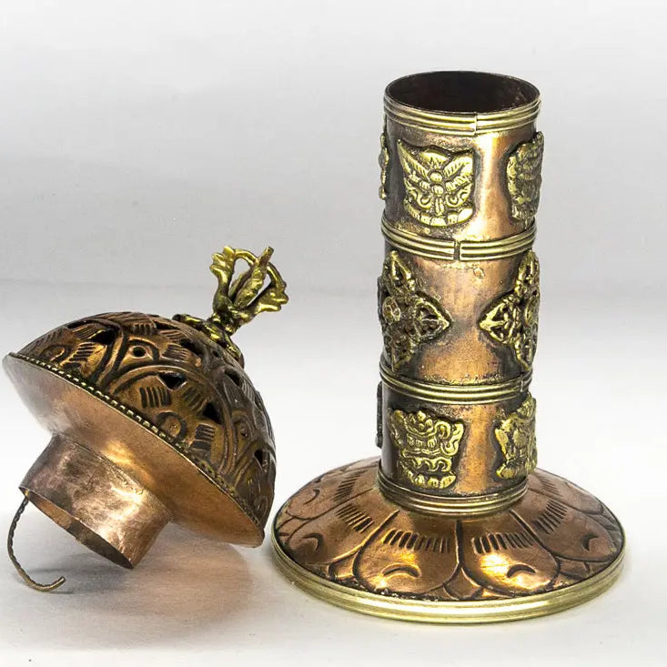 Tibetan Symbol Copper incense burner - Best HimalayaBest Himalaya