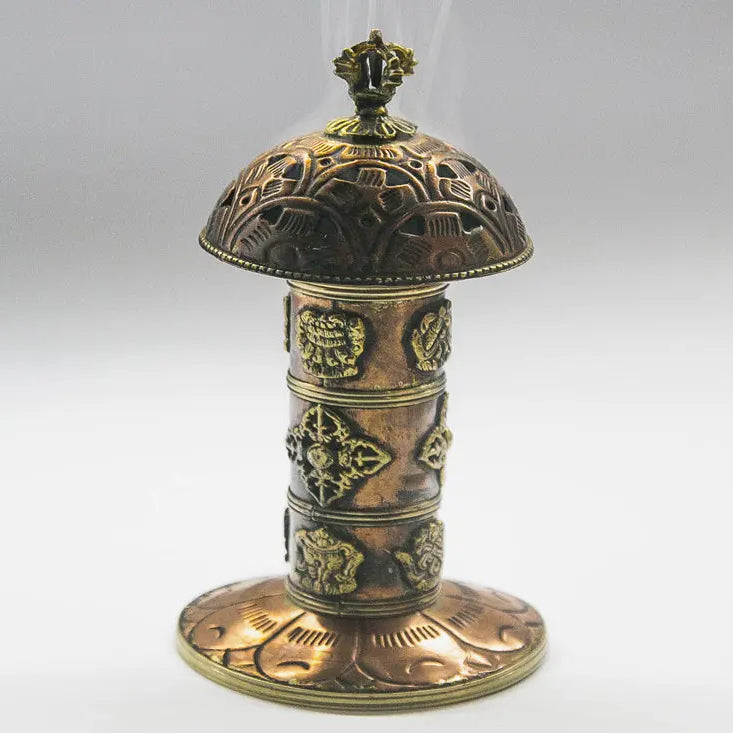 Tibetan Symbol Copper incense burner - Best HimalayaBest Himalaya