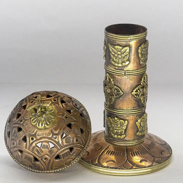 Tibetan Symbol Copper incense burner - Best HimalayaBest Himalaya