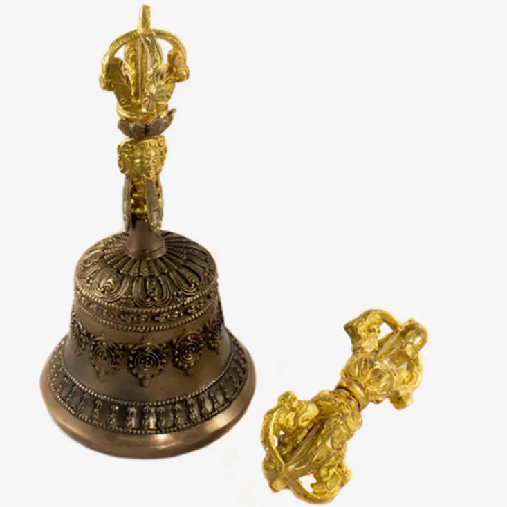 Tibetan dharma object bell and bajra set - Best HimalayaBest Himalaya