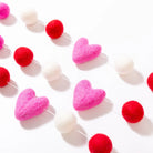 Valentine Garland – Handmade in Nepal | Pink, Red & White Wool Felt Hearts & Balls for Romantic Décor, Valentine’s Day Mantle & Love-Themed Celebrations Best Himalaya