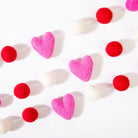 Valentine Garland – Handmade in Nepal | Pink, Red & White Wool Felt Hearts & Balls for Romantic Décor, Valentine’s Day Mantle & Love-Themed Celebrations Best Himalaya