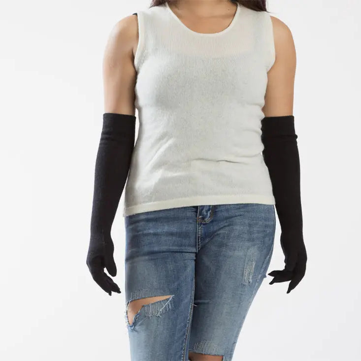 Warm Hand Knitted Long Black Gloves - Best HimalayaBest Himalaya