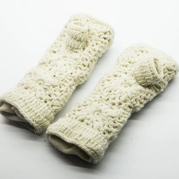 White Woolen Hand Gloves - Best HimalayaBest Himalaya