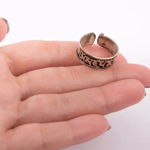 Finger Ring for Men/Women Silver Plated Om Mani Padme Hum Adjustable Finger Ring - Best HimalayaBest Himalaya